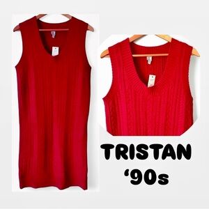 NWT Tristan Vintage 90s Red Sweater Dress